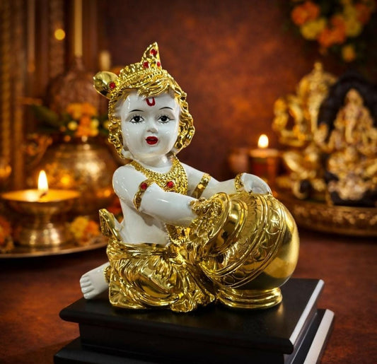Golden Krishna murti for home