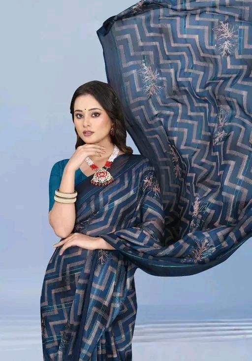 Silk peacock colour saree