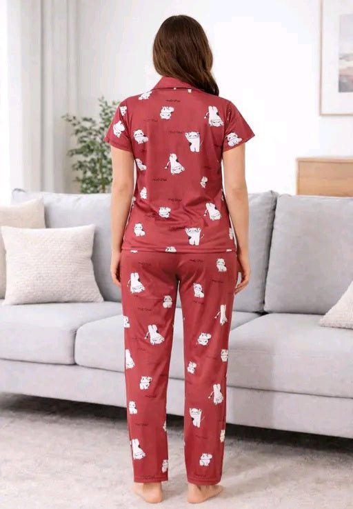 Women night suit set/co-rd set top and pajama set