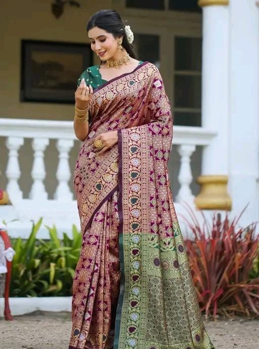 Fancy women cotton silk saree with blouse