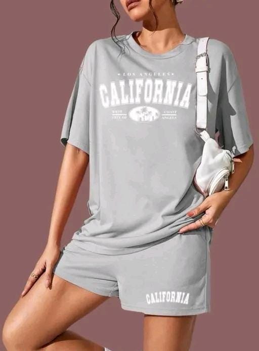Women fancy round neck half sleeve top and shorts