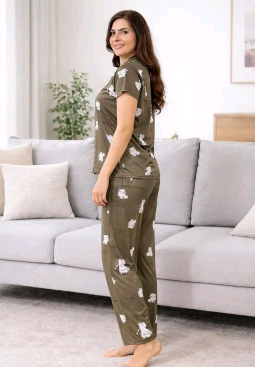 Women night suit set/co-rd set top and pajama set