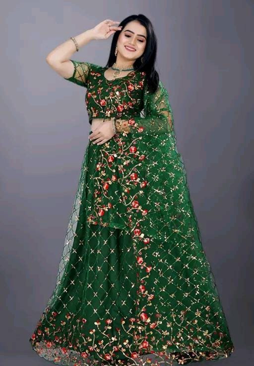Wedding wear sequence work lehenga choli with dupatta ans blouse