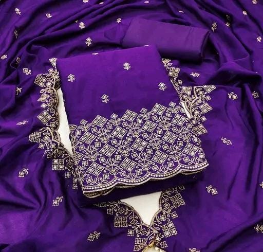 Women's blue vichitra silk dress material