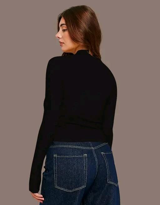 Casual polyester ribbed blend round neck full sleeves stylish