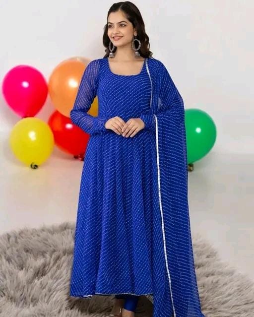 Women fancy georgette akarkali gown with dupatta