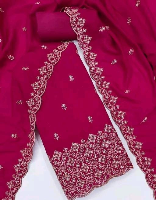 Women's blue vichitra silk dress material