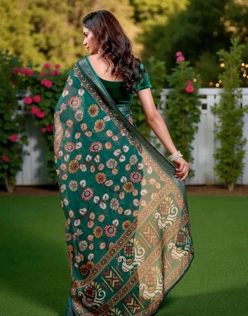 Women fancy linen cotton saree