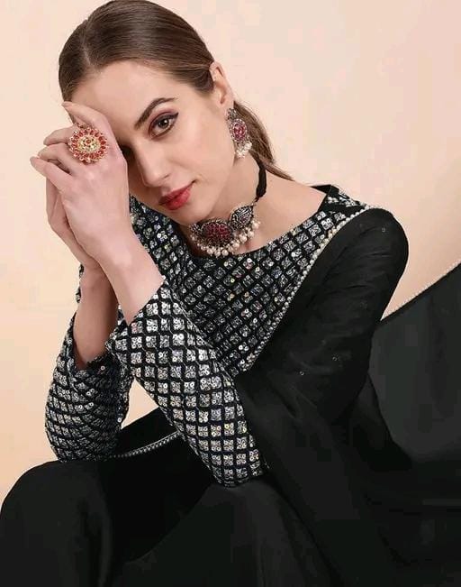 Trendy satin silk fabric saree with embroideryvpattern blouse