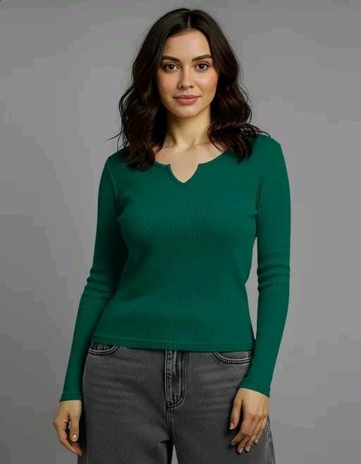 Casual polyester blend v-notch neck long stylish white top
