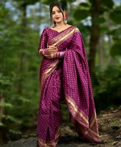 Designer jacquard saree with golden zari blouse