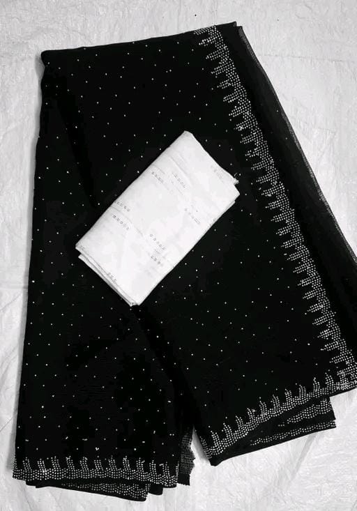 Georgette cutwork fancy diamond saree with blouse