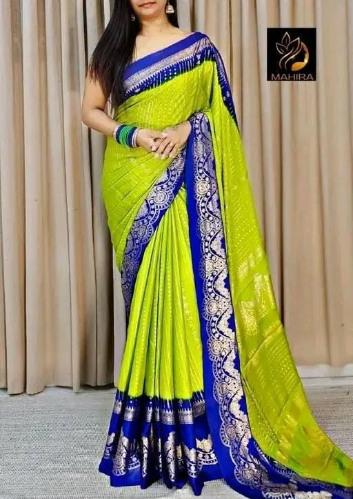 Fancy printed saree with pallu blouse