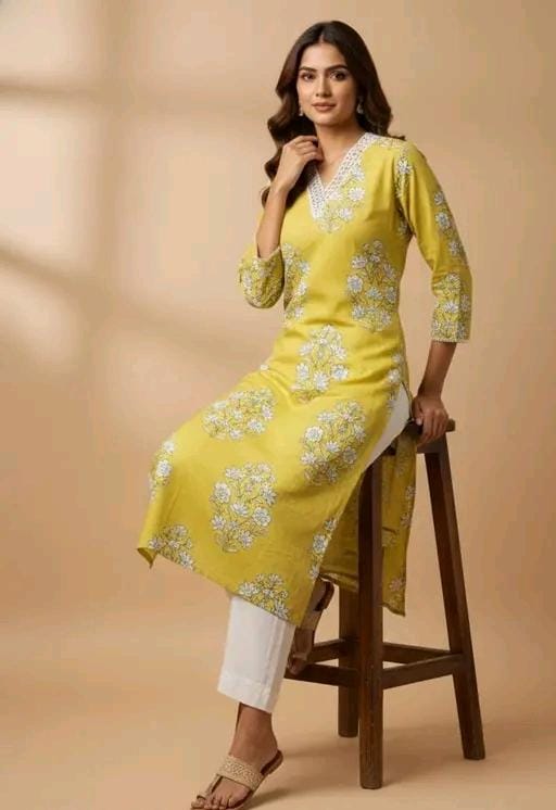 Fancy women kurta set-cotton kurta set