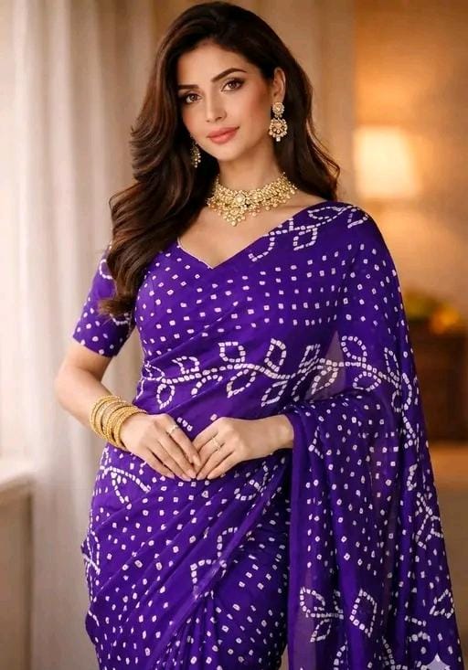 Women bandhani silk saree