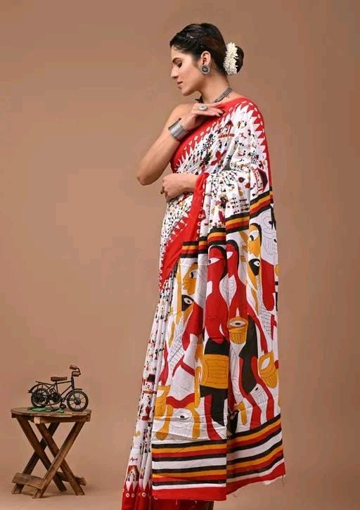 Women jaipuri printed cotten saree