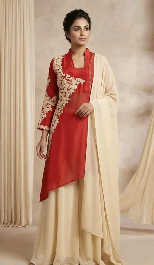 Lavza women classic beauty georgette frock plazzo set suit