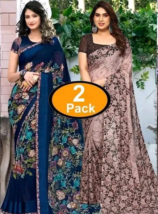 Pack of -2best daily wear georgette printed saree