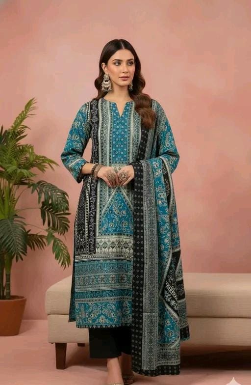 Women's red and black printed cotton suit