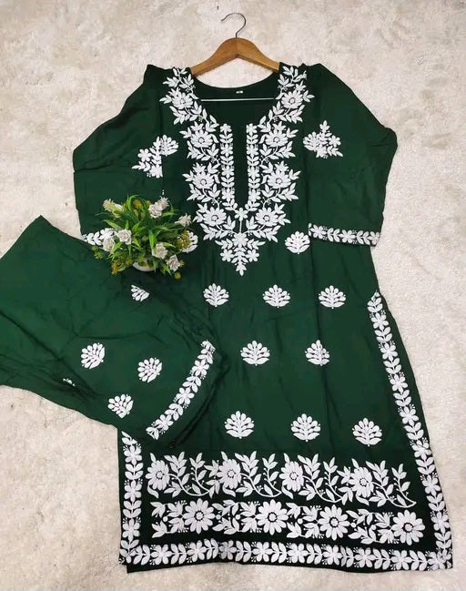Chikankari kurti and plazoo