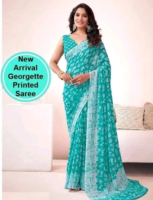 Pack of -2 best daily wear georgette printed saree with blouse