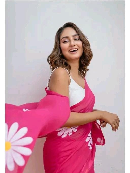 Floral linen printed saree for women