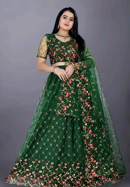 Wedding wear sequence work lehenga choli with dupatta ans blouse