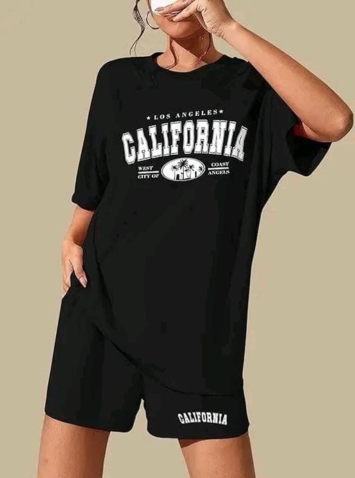 Women fancy round neck half sleeve top and shorts