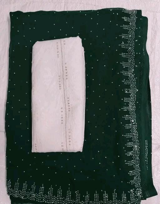 Georgette cutwork fancy diamond saree with blouse