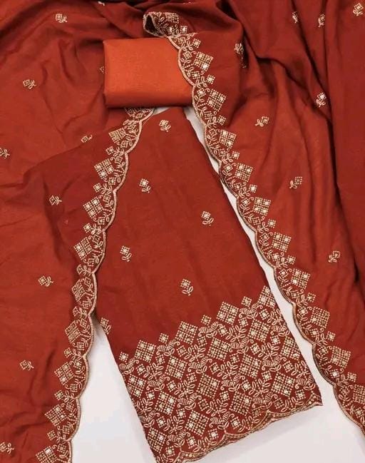 Women's blue vichitra silk dress material