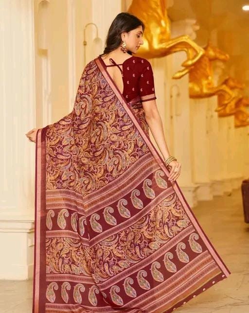 Shirodhari mulmul cotton saree with blouse