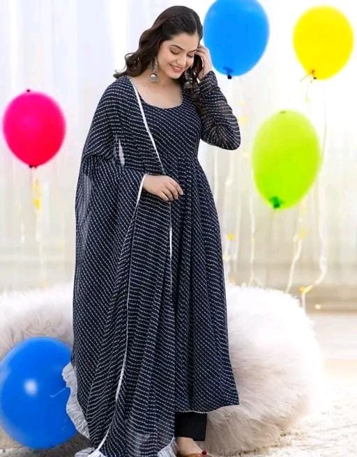 Women fancy georgette akarkali gown with dupatta