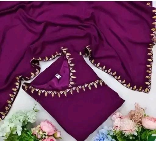 Parple anarkali kurti bembroidered dupatta for women