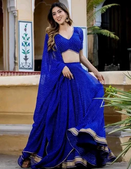 Women's georgette solid party wear lehenga