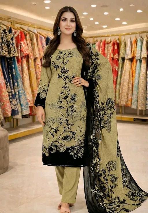Women print creps suit & dress materials with dupatta