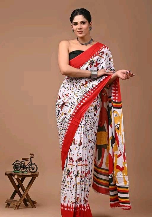 Women jaipuri printed cotten saree