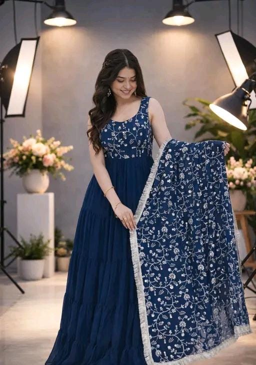 Morpinch blue colour anarkali for women
