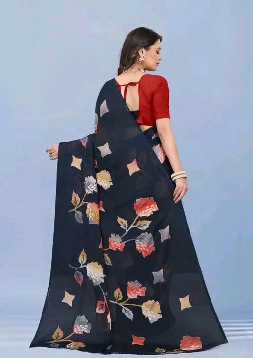 Silk peacock colour saree