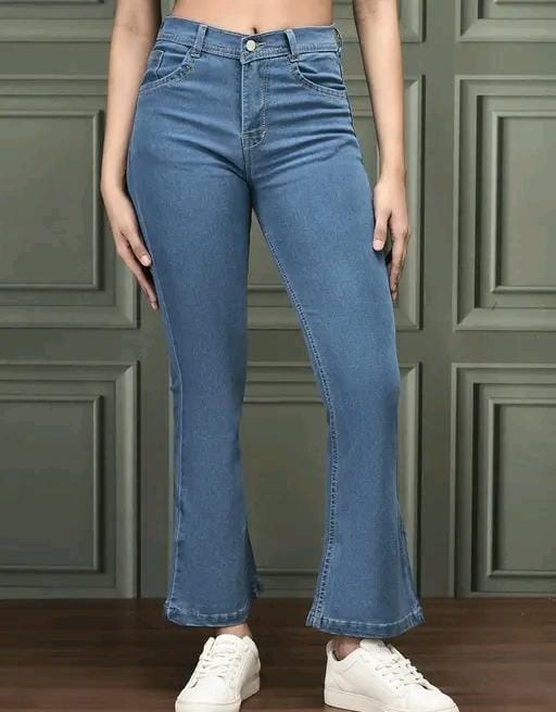 Women girl trendy denim bell bottom jeans