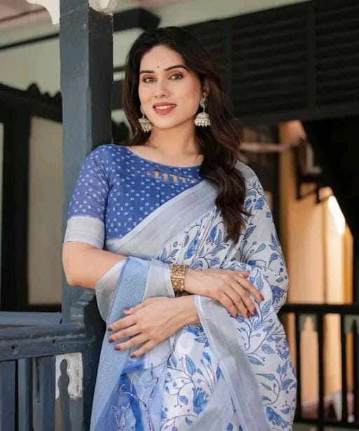 Premium cotton linen saree