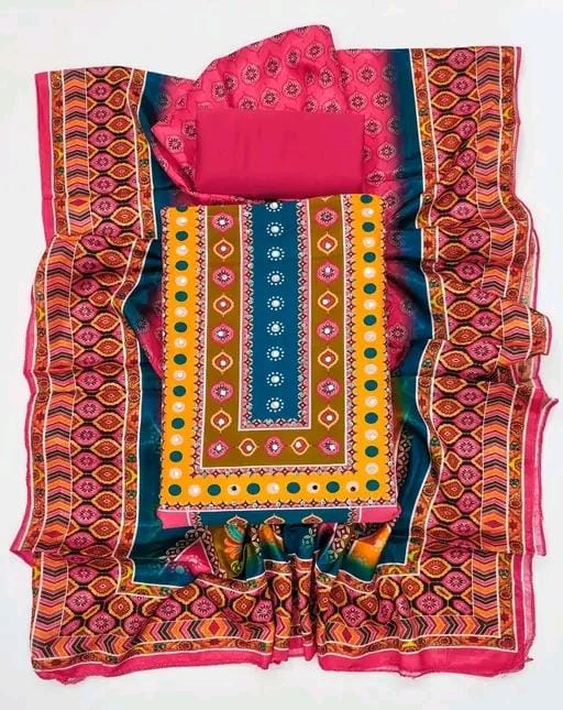 Women's red digital printed crepe with mirror work salwar suit