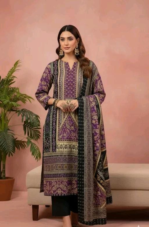 Women's red and black printed cotton suit