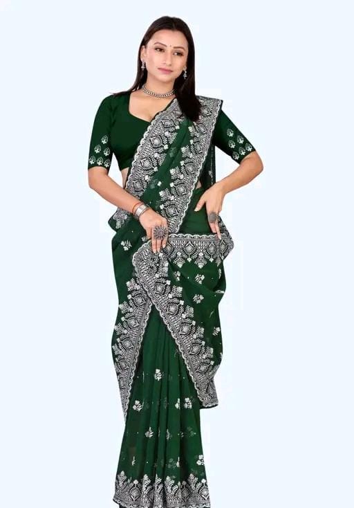 Heavy work fancy saree with full (stone) hardwork saree