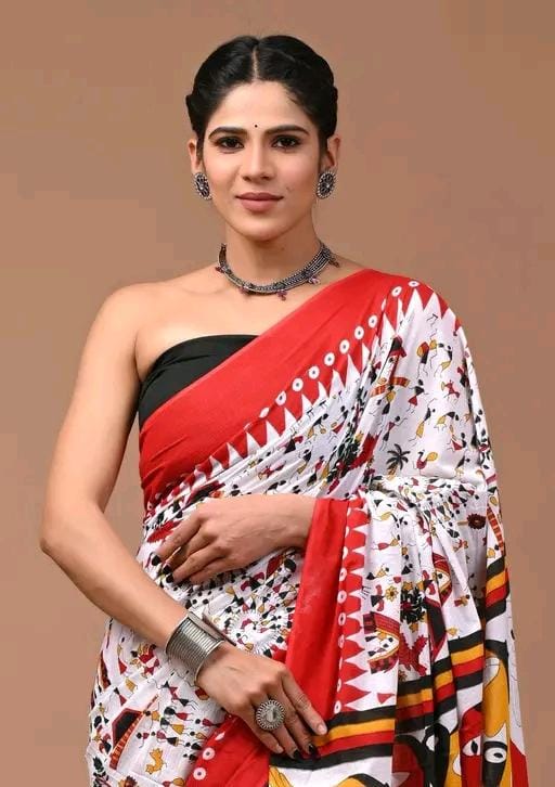 Women jaipuri printed cotten saree