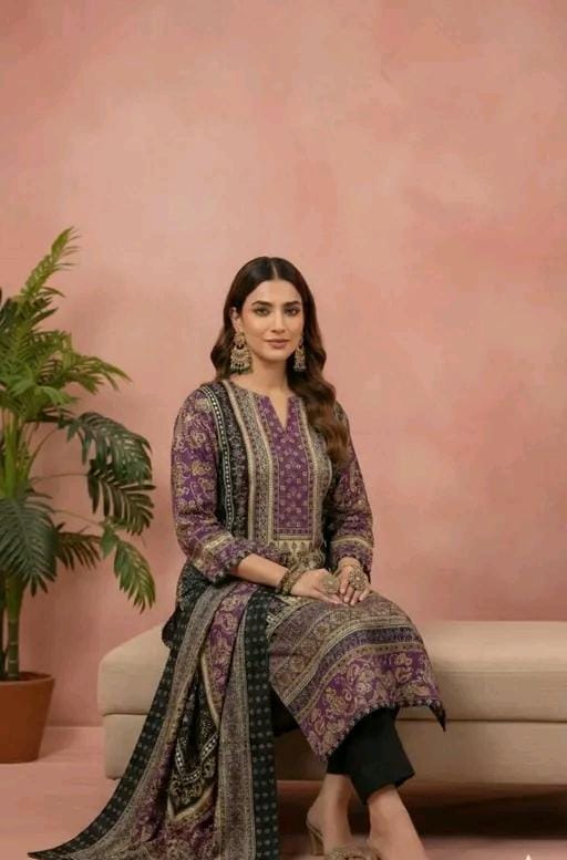 Women's red and black printed cotton suit