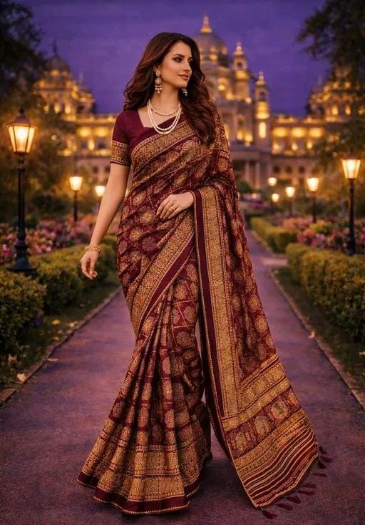 Print kota doriyablocked printed saree for women