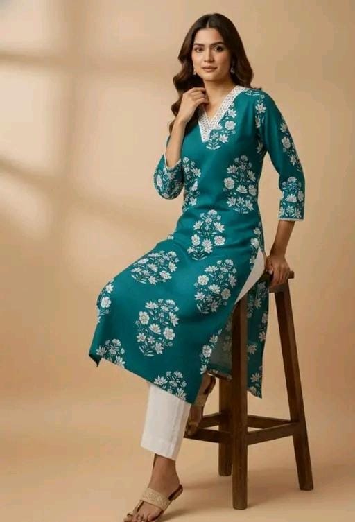 Fancy women kurta set-cotton kurta set