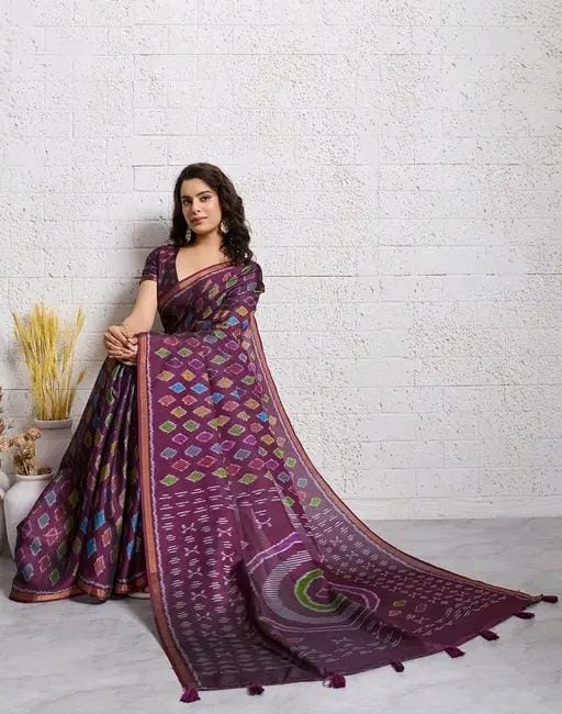 Miwa nevy woven printed art silk saree for women