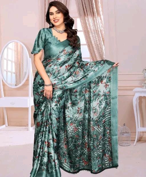 Fany print printed silk saree with blouse