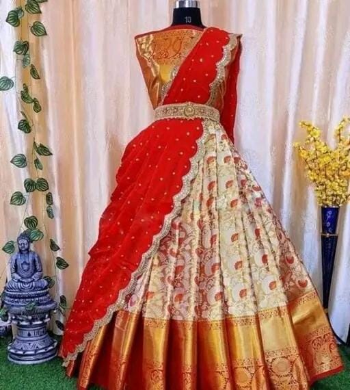 Traditional silk lehenga choli with dupatta